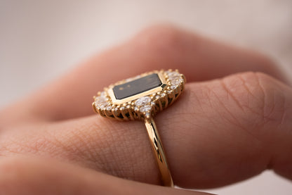 The Ethereal Ring | 2.69 CT Rectangular Starbrite™ Dark Green Bicolor Australian Sapphire - Lavender Creek Gems 