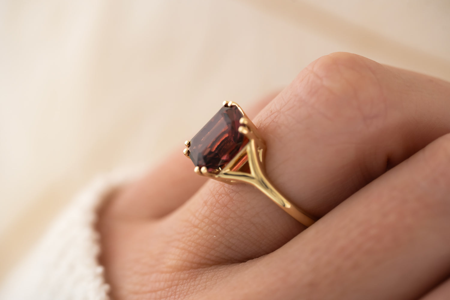 The Riven Ring | 4.1 CT Radiant Red Tourmaline - Lavender Creek Gems 