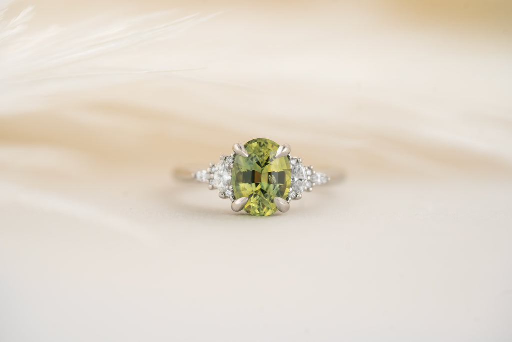 The Maeve Ring | 2.4 CT Oval Green Sapphire - Lavender Creek Gems 