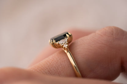 The Maeve Ring | 2.21 CT Elongated Cushion Starbrite™ Teal Green Australian Sapphire - Lavender Creek Gems 