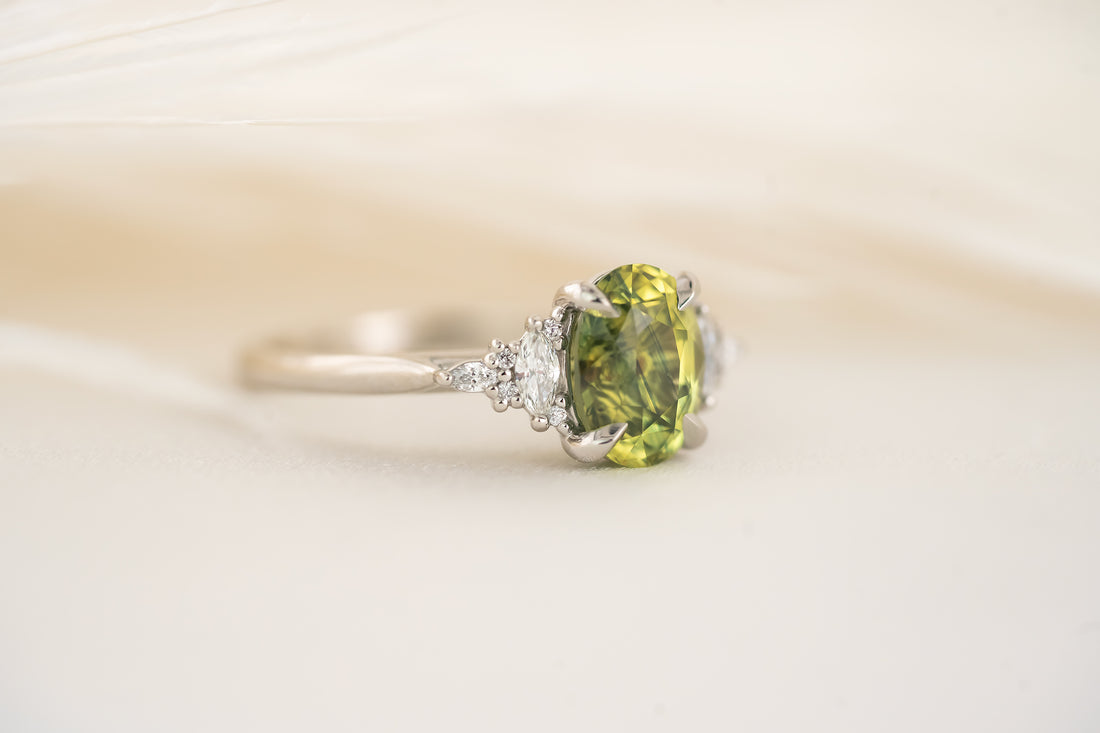 The Maeve Ring | 2.4 CT Oval Green Sapphire - Lavender Creek Gems 