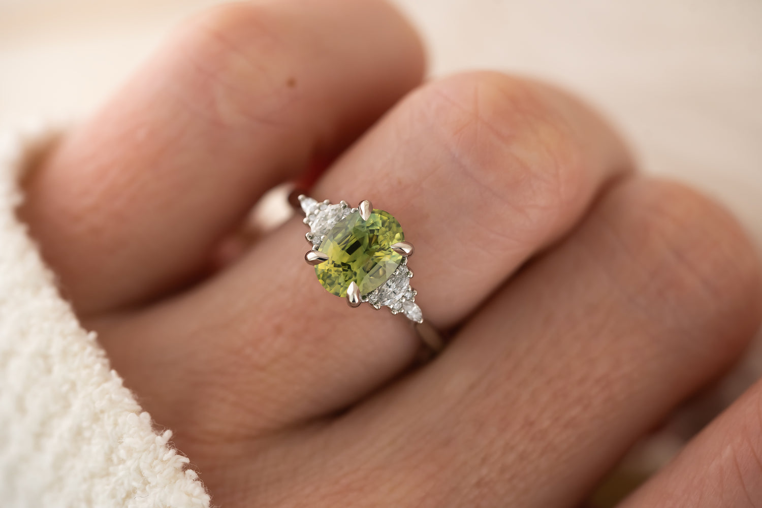 The Maeve Ring | 2.4 CT Oval Green Sapphire - Lavender Creek Gems 