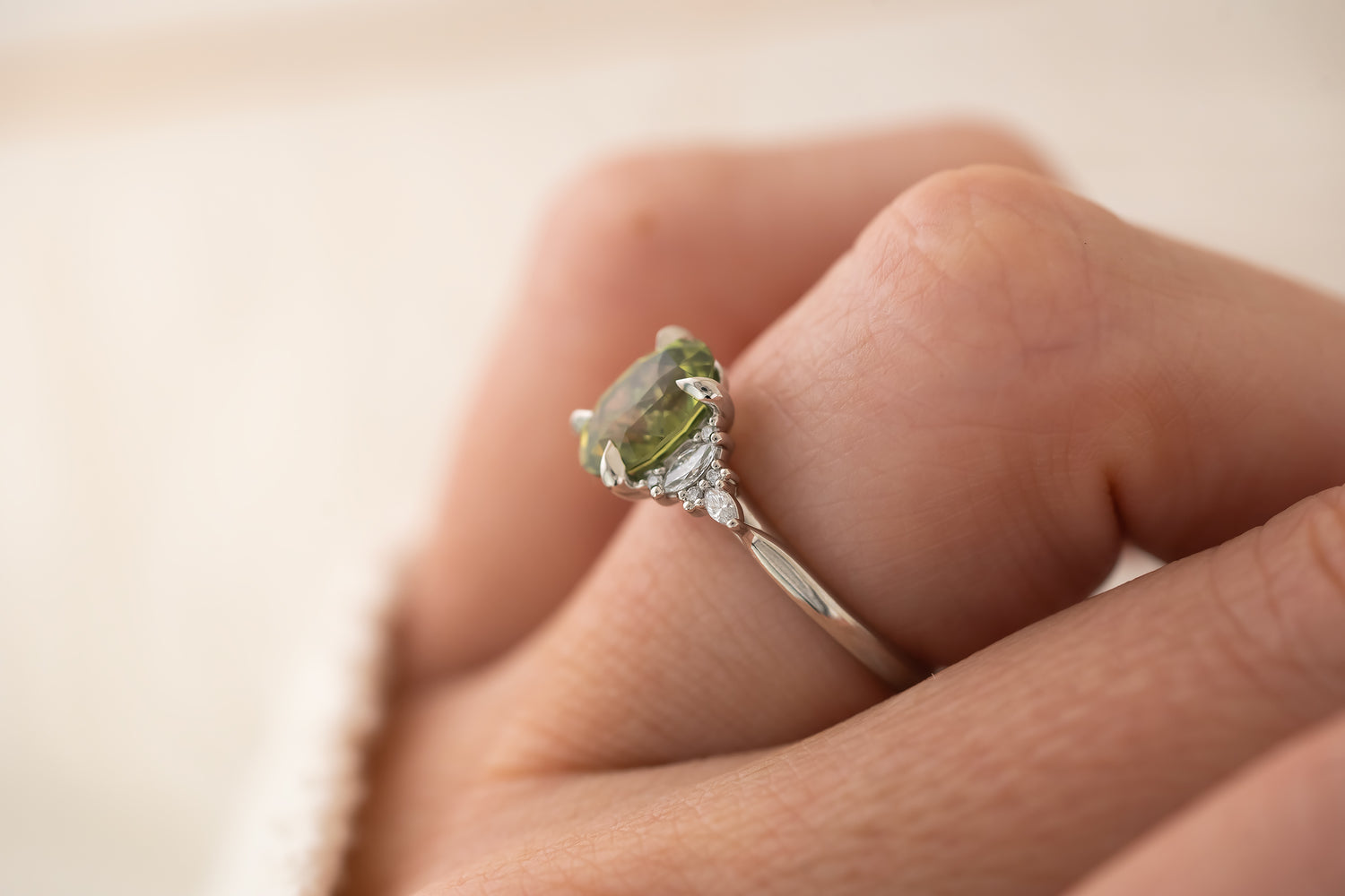 The Maeve Ring | 2.4 CT Oval Green Sapphire - Lavender Creek Gems 