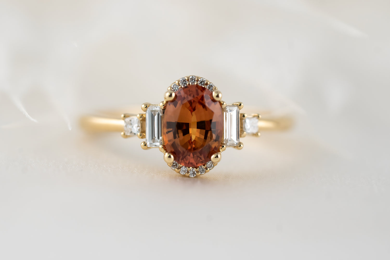 The Sura Ring | 1.15 CT Oval Orange Sapphire