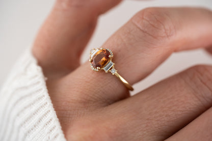 The Sura Ring | 1.15 CT Oval Orange Sapphire