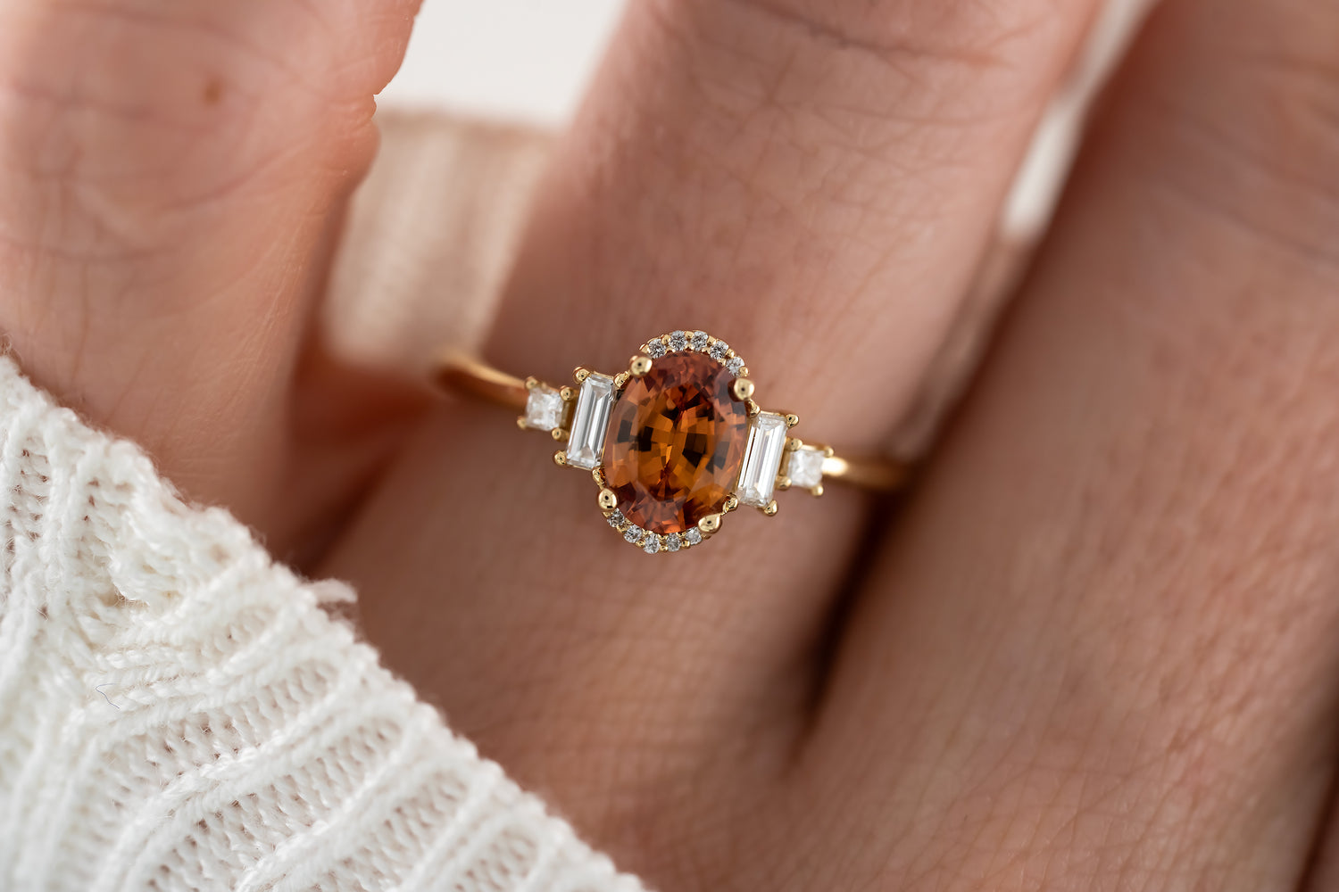 The Sura Ring | 1.15 CT Oval Orange Sapphire