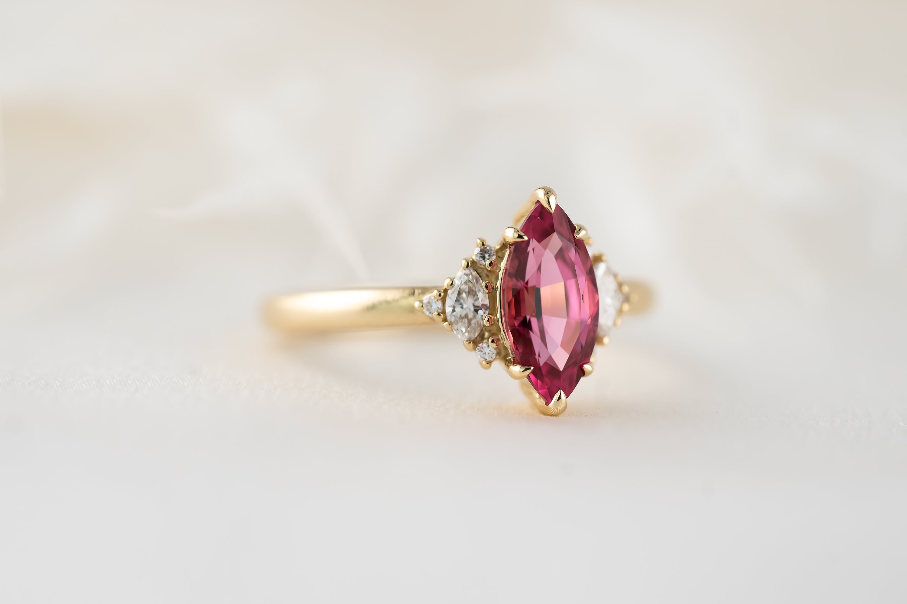 The Maren Ring | 1.3 CT Marquise Red/Pink Spinel - Lavender Creek Gems 