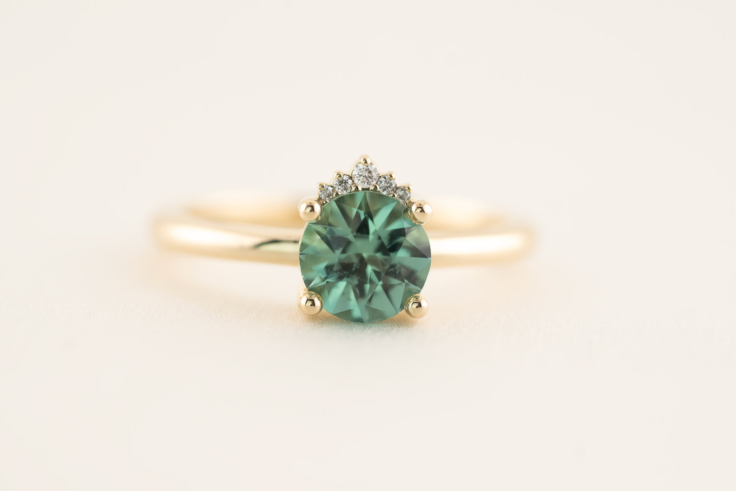 The Fiona 1 CT Round Blue Namibian Tourmaline Ring - Lavender Creek Gems 