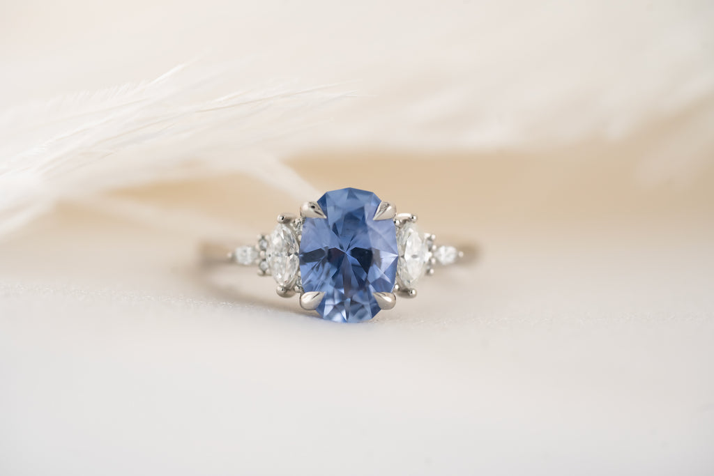 The Maeve Ring | 2 CT Oval Cornflower Blue Sapphire - Lavender Creek Gems 