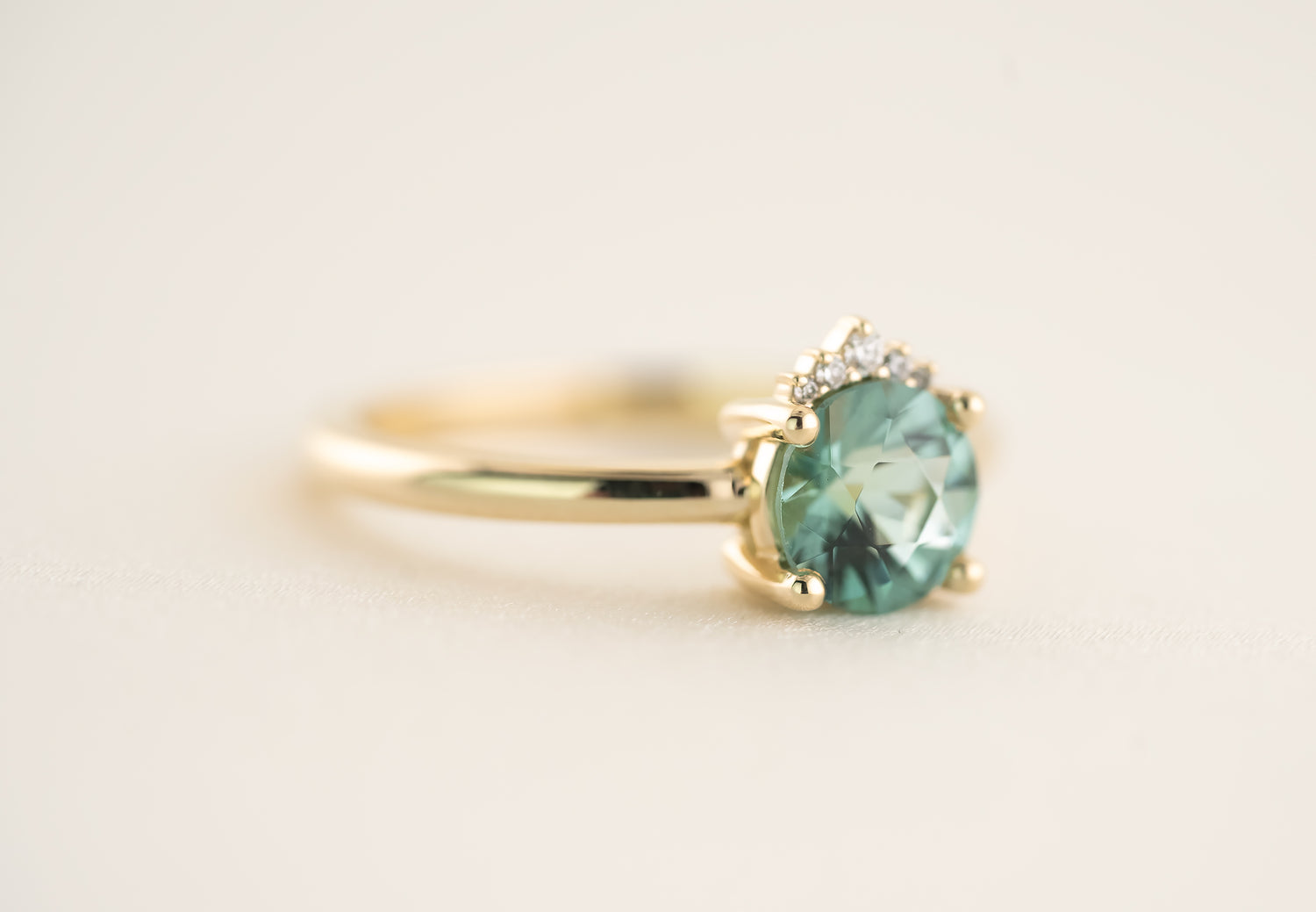 The Fiona 1 CT Round Blue Namibian Tourmaline Ring - Lavender Creek Gems 