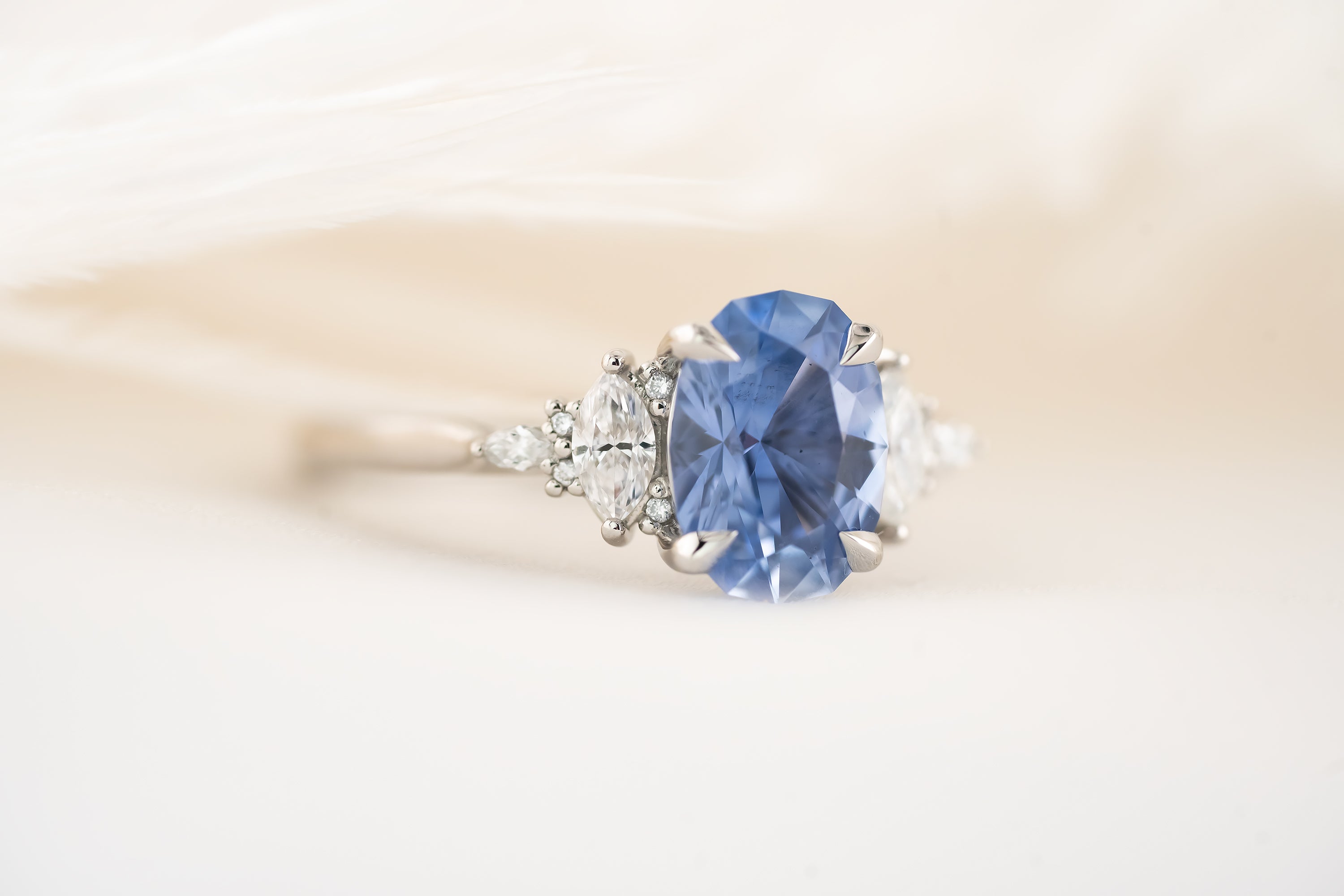 The Maeve Ring | 2 CT Oval Cornflower Blue Sapphire - Lavender Creek Gems 