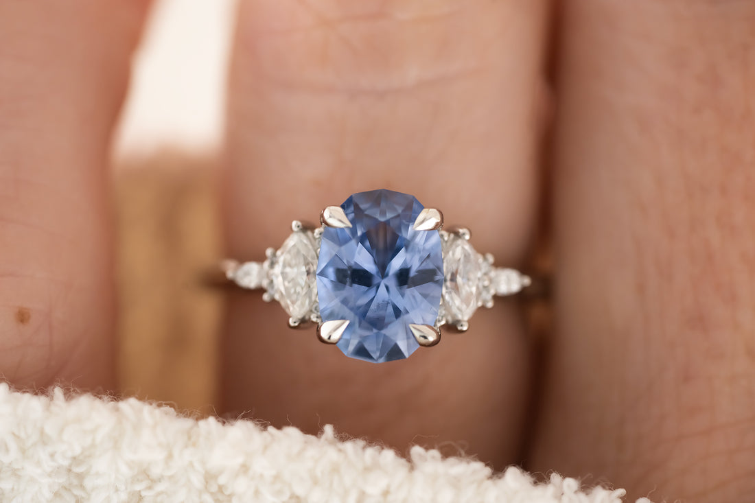 The Maeve Ring | 2 CT Oval Cornflower Blue Sapphire - Lavender Creek Gems 