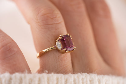 The Low Maren Ring | 3.15 CT Radiant Pink Garnet + Pink Tourmaline - Lavender Creek Gems 