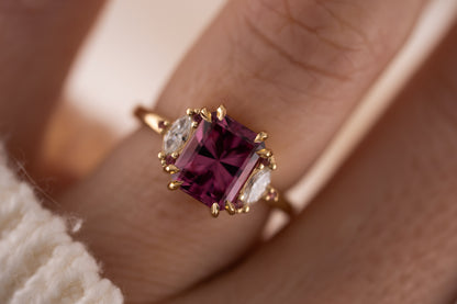 The Low Maren Ring | 3.15 CT Radiant Pink Garnet + Pink Tourmaline - Lavender Creek Gems 
