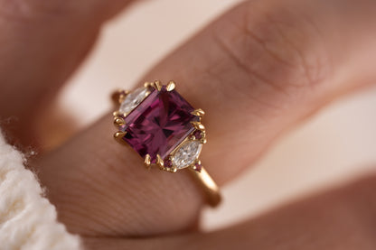 The Low Maren Ring | 3.15 CT Radiant Pink Garnet + Pink Tourmaline - Lavender Creek Gems 