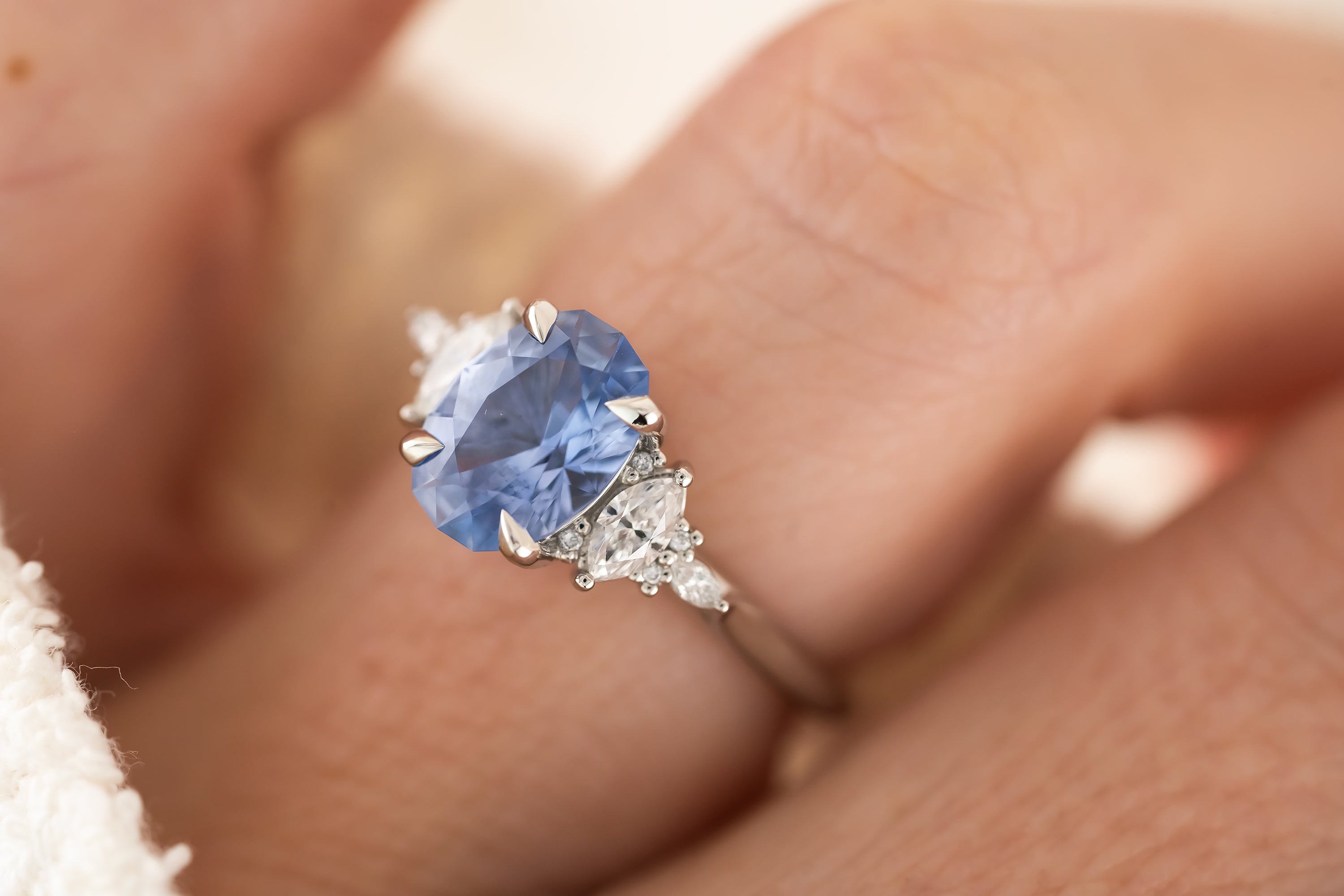 The Maeve Ring | 2 CT Oval Cornflower Blue Sapphire - Lavender Creek Gems 