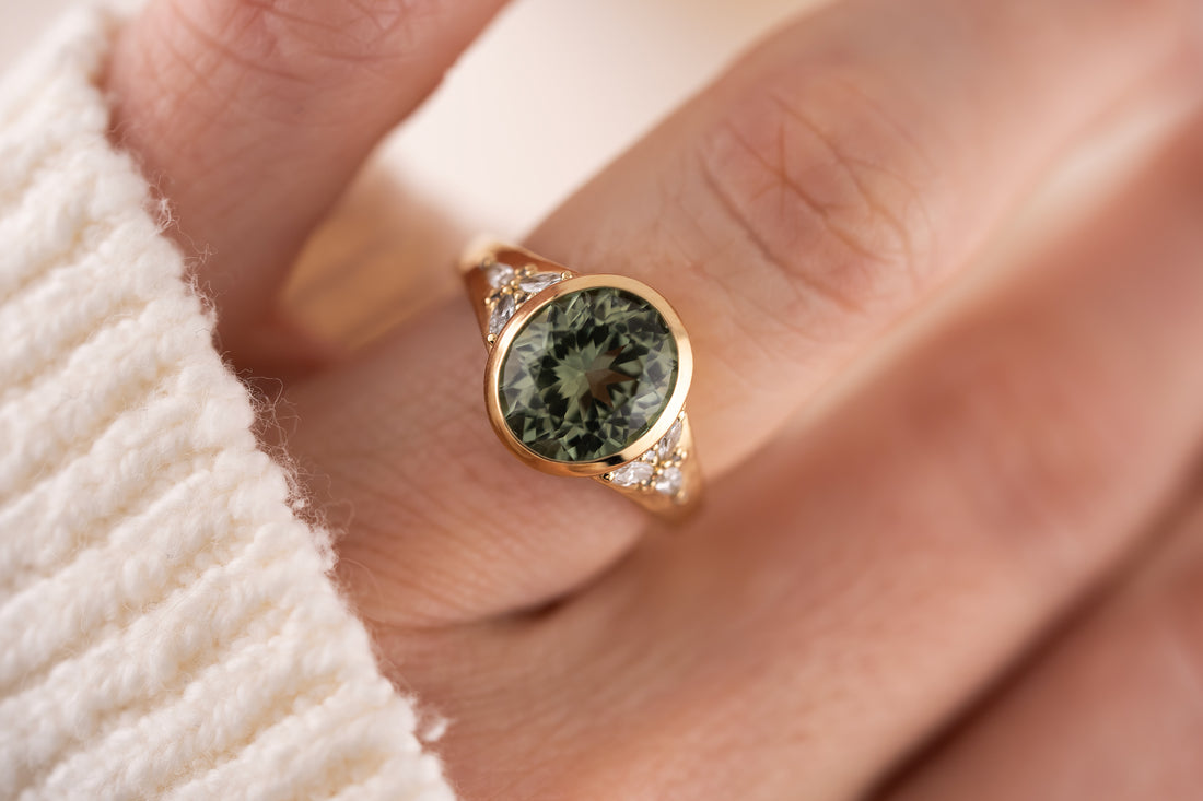 The Daylight Ring | 3.8 CT Oval Mint/Sage Green Tourmaline - Lavender Creek Gems 