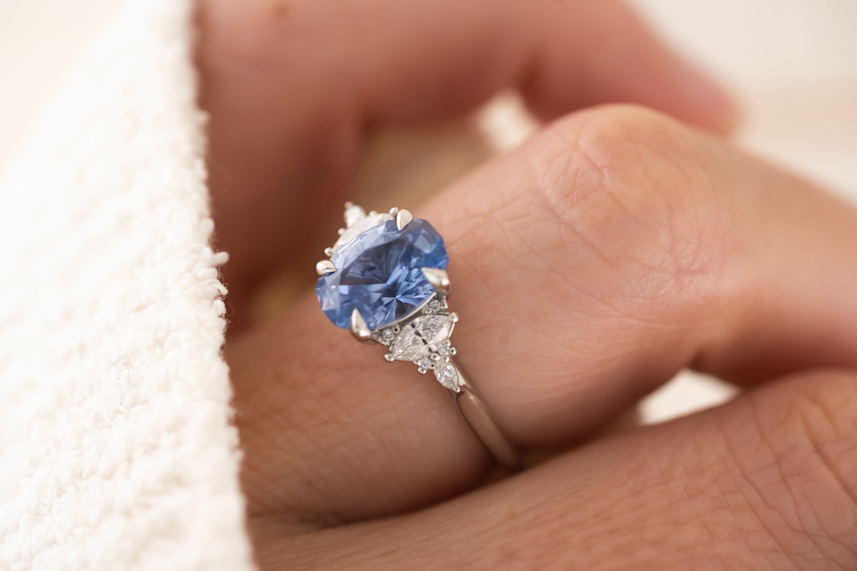 The Maeve Ring | 2 CT Oval Cornflower Blue Sapphire - Lavender Creek Gems 