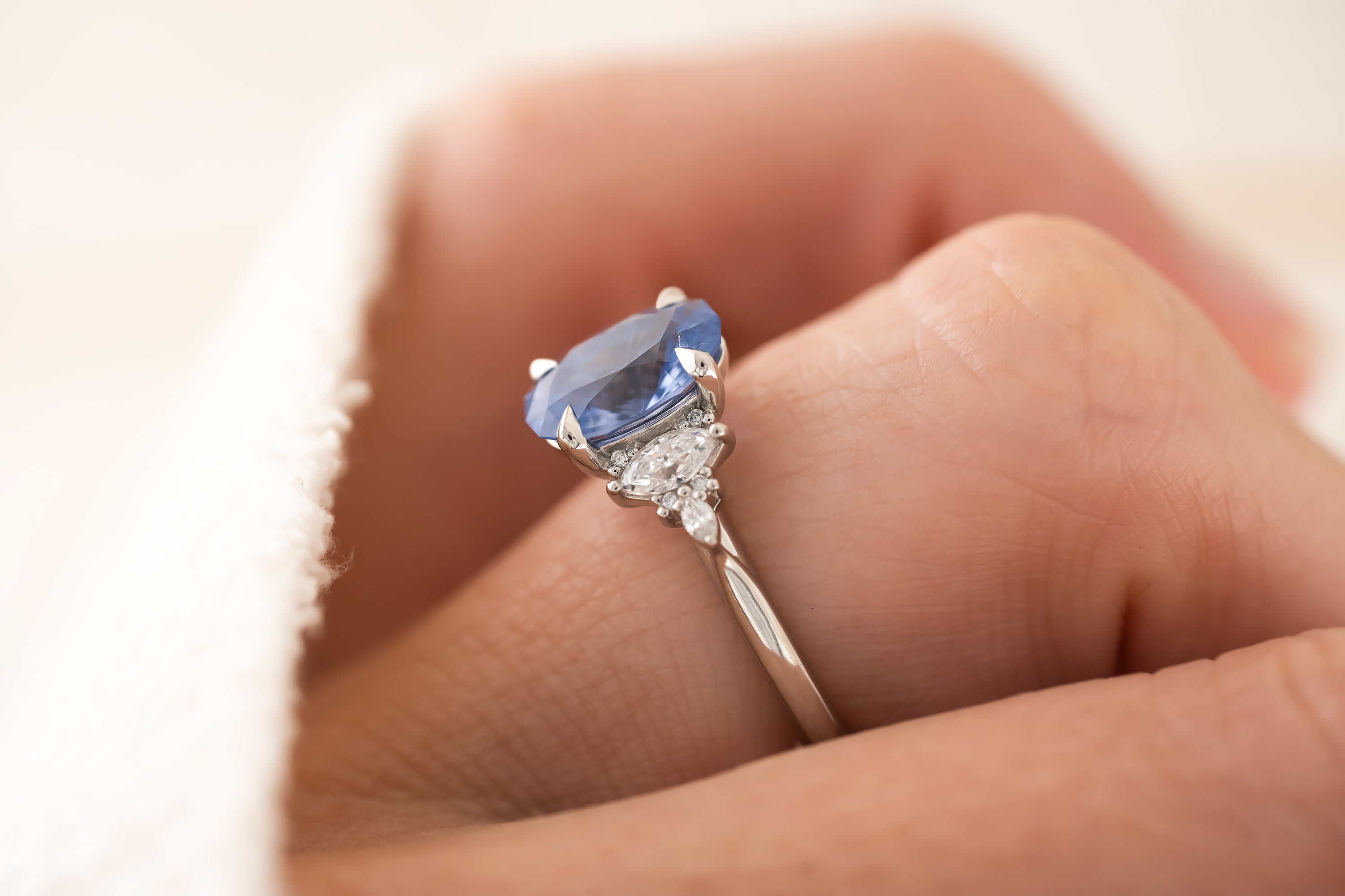 The Maeve Ring | 2 CT Oval Cornflower Blue Sapphire - Lavender Creek Gems 