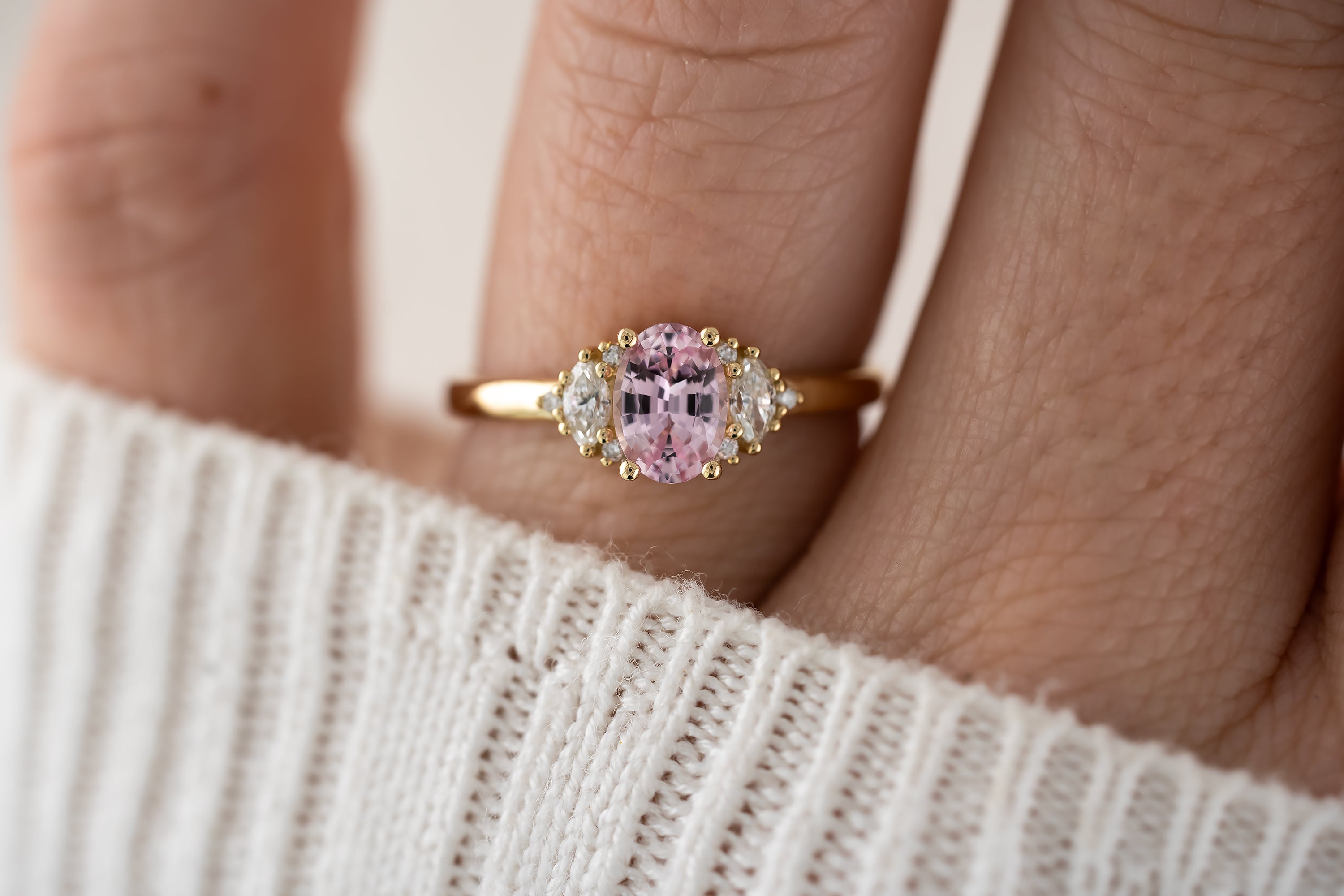 The Maren Ring | 0.85 CT Oval Light Pink Sapphire - Lavender Creek Gems 