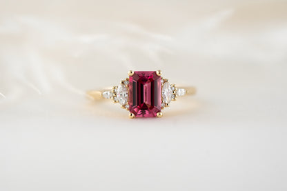 The Maeve Ring | 1.39 CT Emerald Cut Hot Pink Spinel