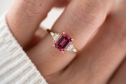 The Maeve Ring | 1.39 CT Emerald Cut Hot Pink Spinel