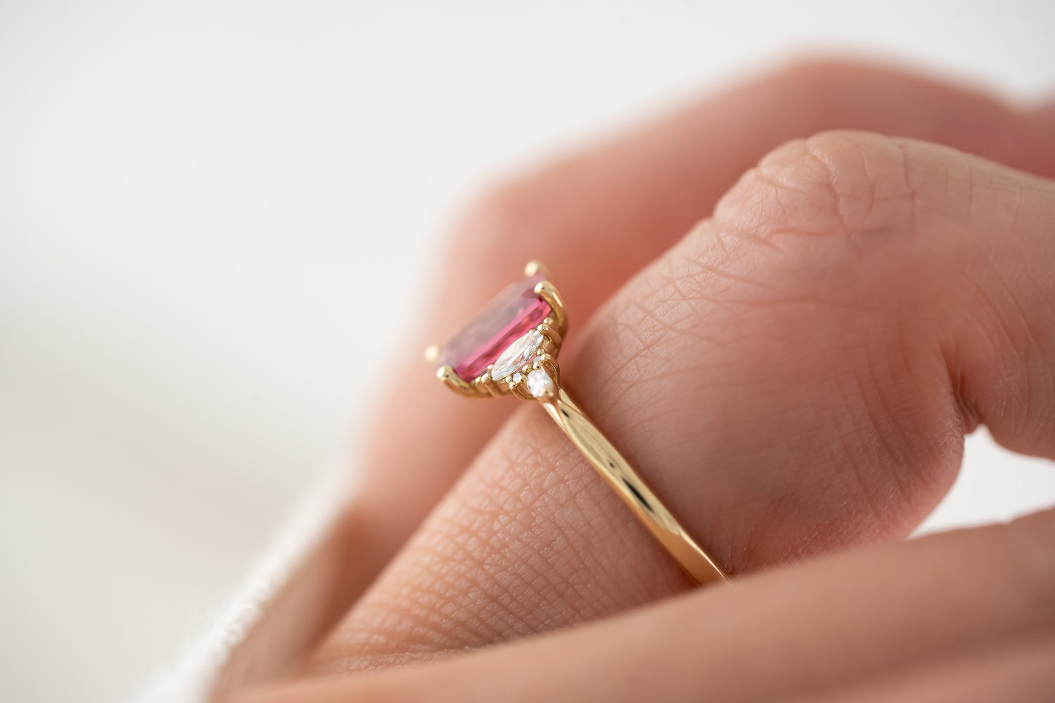 The Maeve Ring | 1.39 CT Emerald Cut Hot Pink Spinel