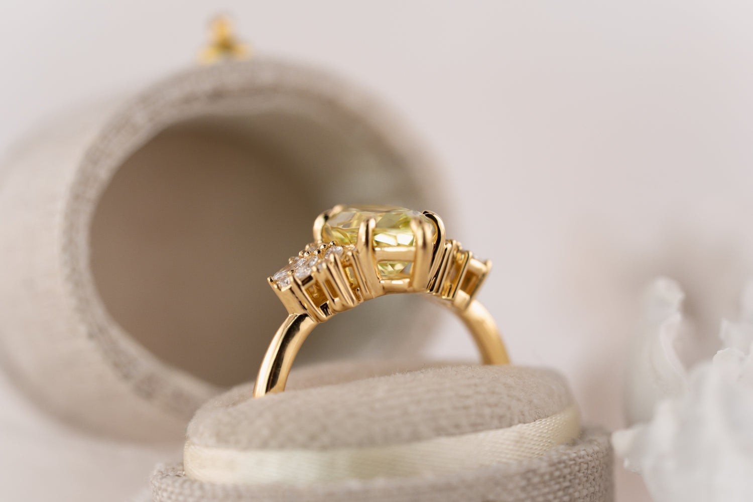The Rosalie Ring | 2.89 CT Marquise Yellow Chrysoberyl - Lavender Creek Gems 