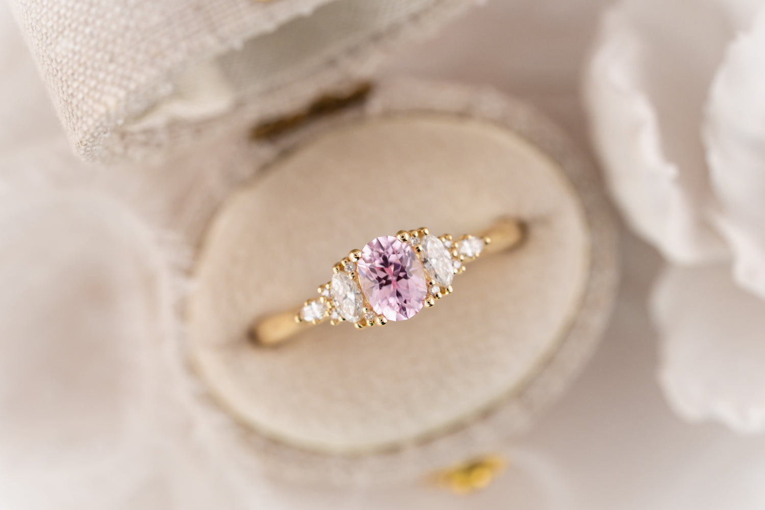 The Maeve Ring | 0.xx CT Oval Pink Sapphire - Lavender Creek Gems 