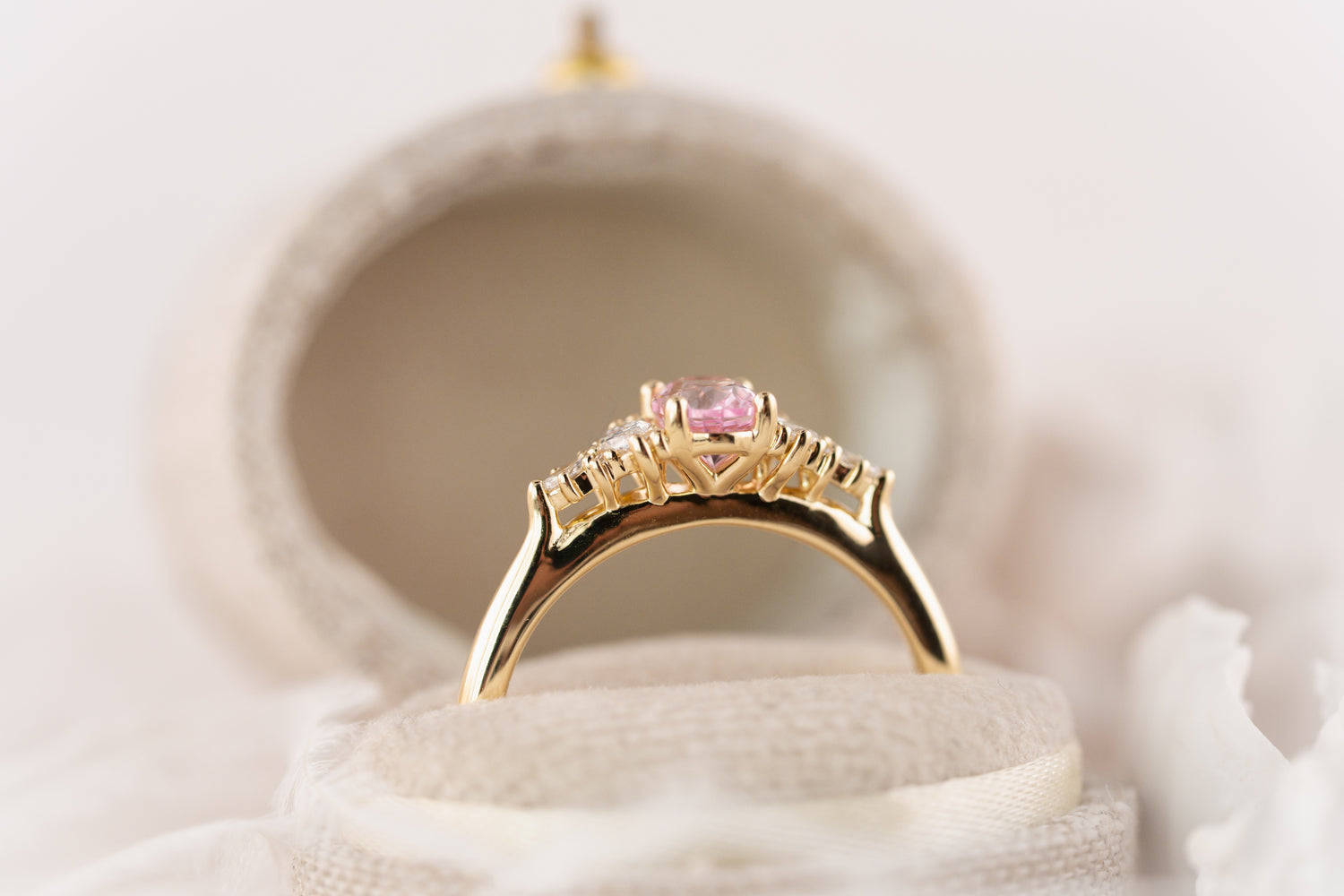 The Maeve Ring | 0.xx CT Oval Pink Sapphire - Lavender Creek Gems 