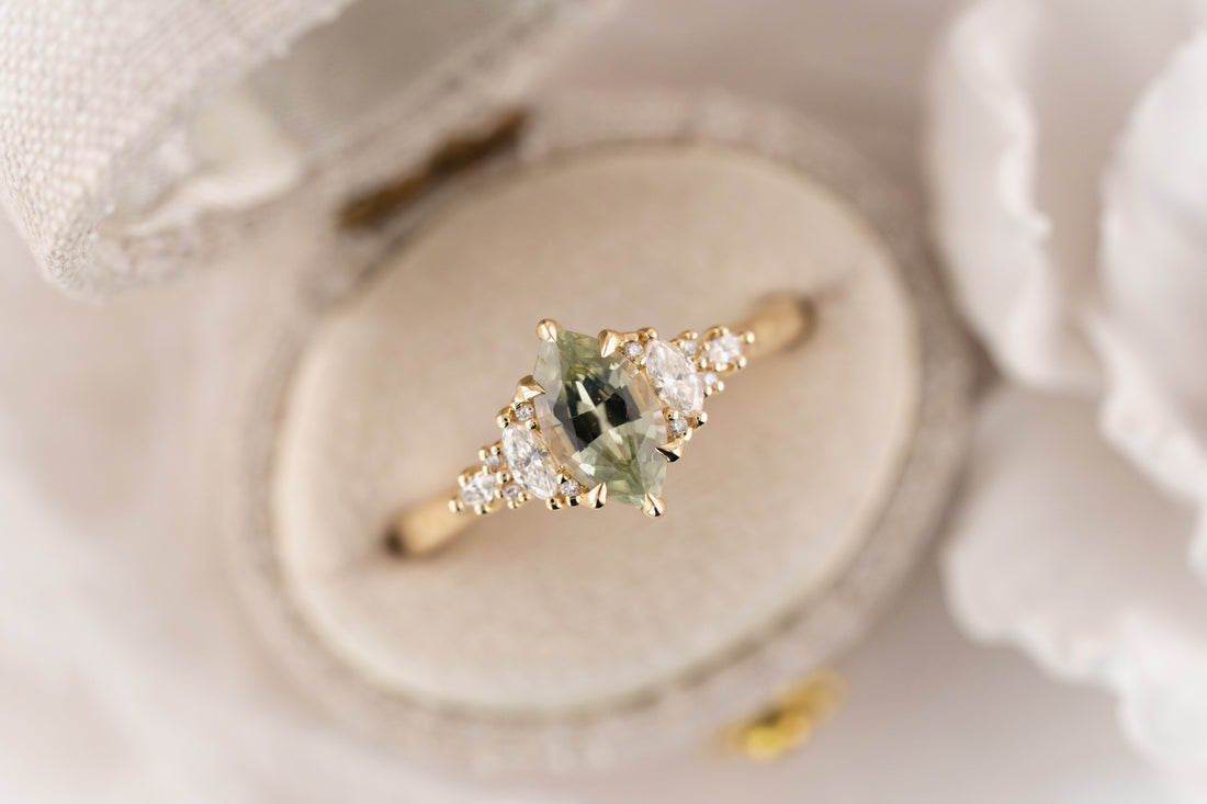 The Maeve Ring | 1.04 CT Marquise Green Sapphire - Lavender Creek Gems 
