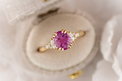 The Maeve Ring | 1.66 CT Oval Hot Pink Fantasy Sapphire - Lavender Creek Gems 