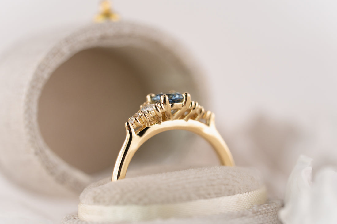 The Maeve Ring | 0.56 CT Round Blue Montana Sapphire - Lavender Creek Gems 