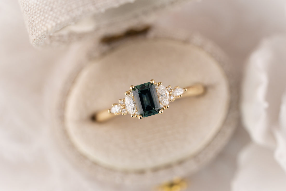 The Maeve Ring | 0.61 CT Emerald Cut Blue Montana Sapphire - Lavender Creek Gems 