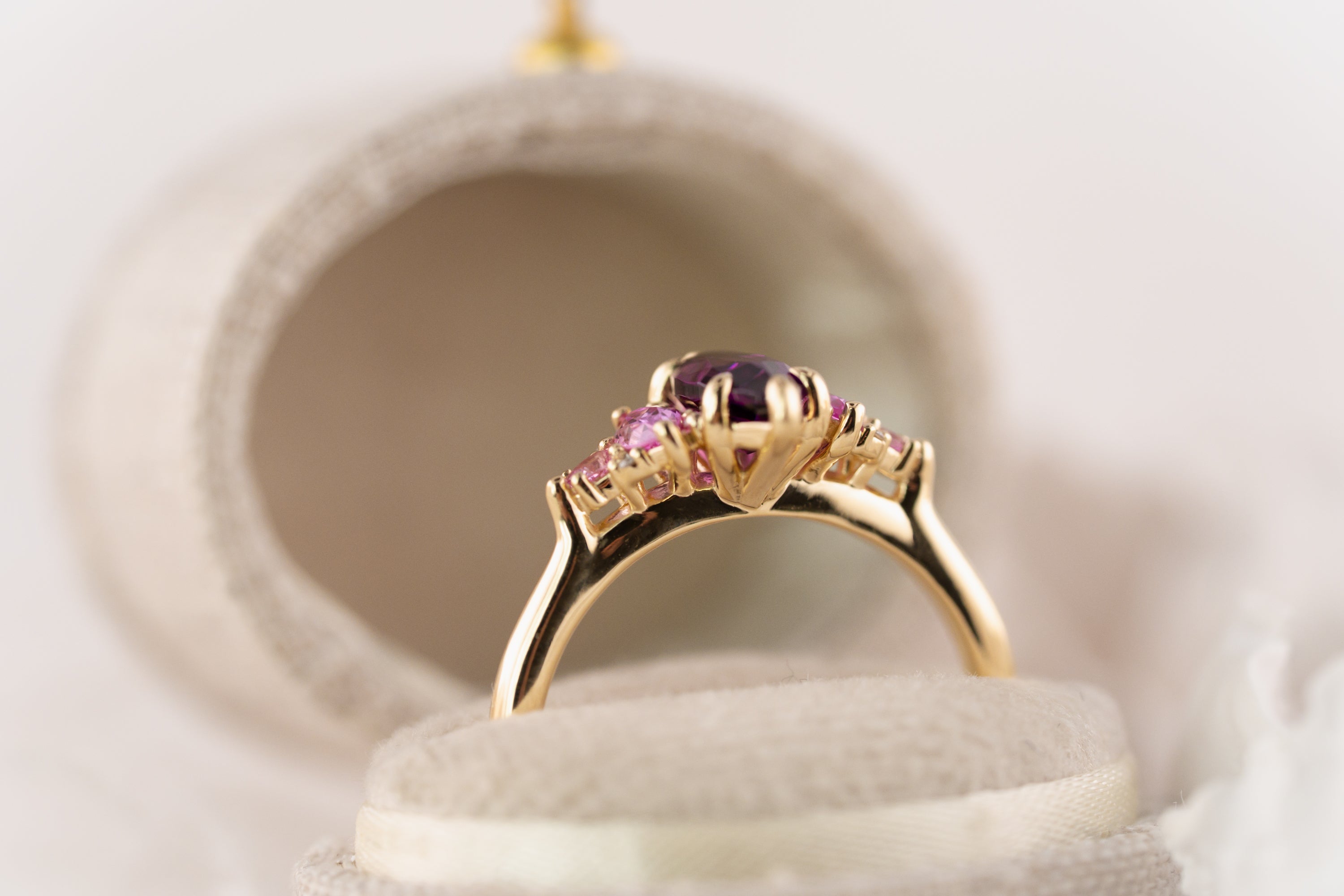 The Maeve Ring | 1.3 CT Marquise Cut Amaranth Garnet - Lavender Creek Gems 
