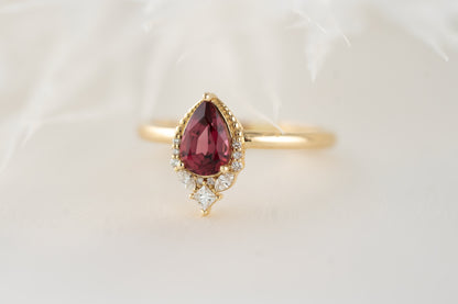 The Charlotte Ring | 0.86 CT Pear Red Spinel