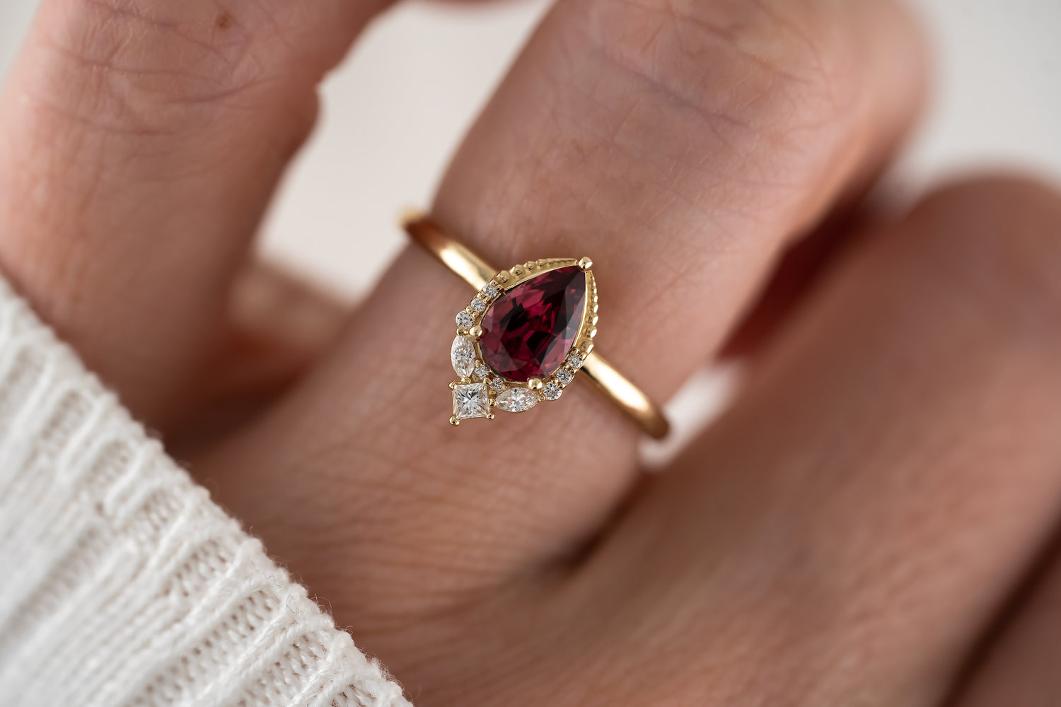 The Charlotte Ring | 0.86 CT Pear Red Spinel