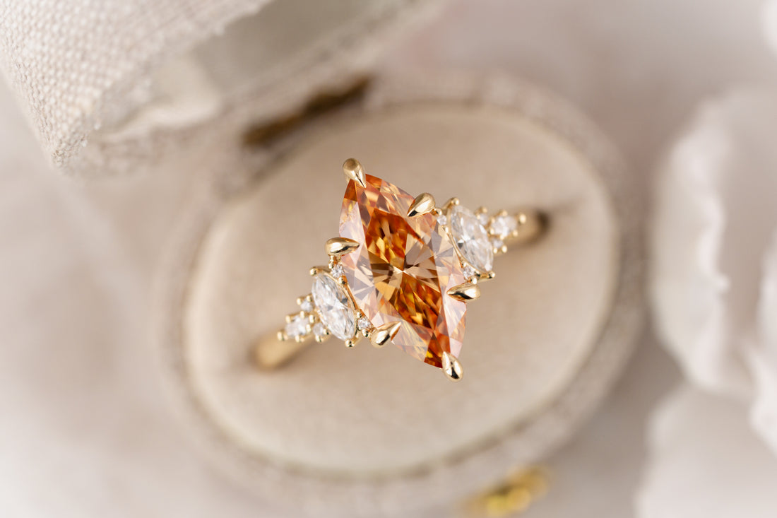 The Maeve Ring | 2.55 CT Marquise Orange Diamond