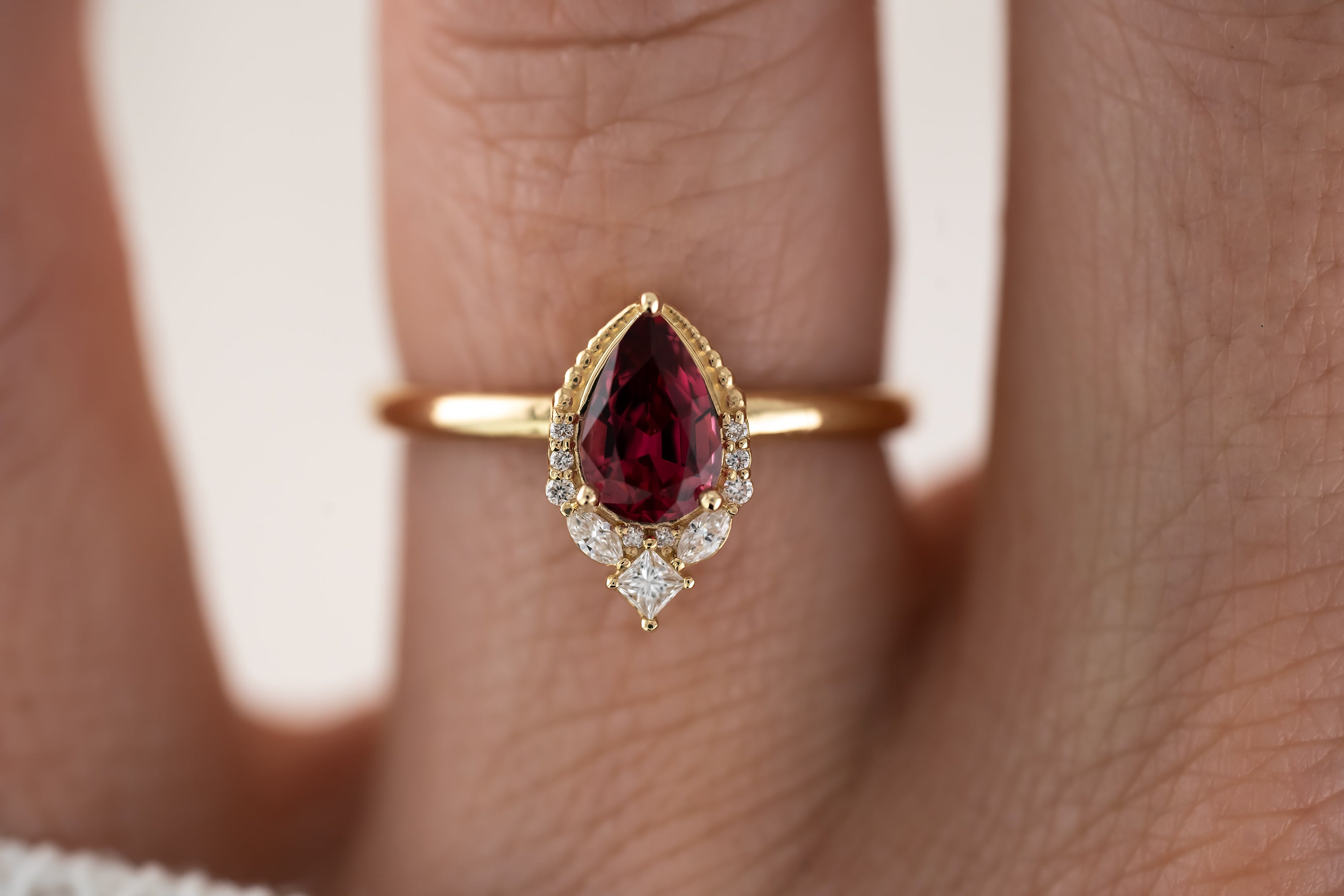 The Charlotte Ring | 0.86 CT Pear Red Spinel - Lavender Creek Gems 