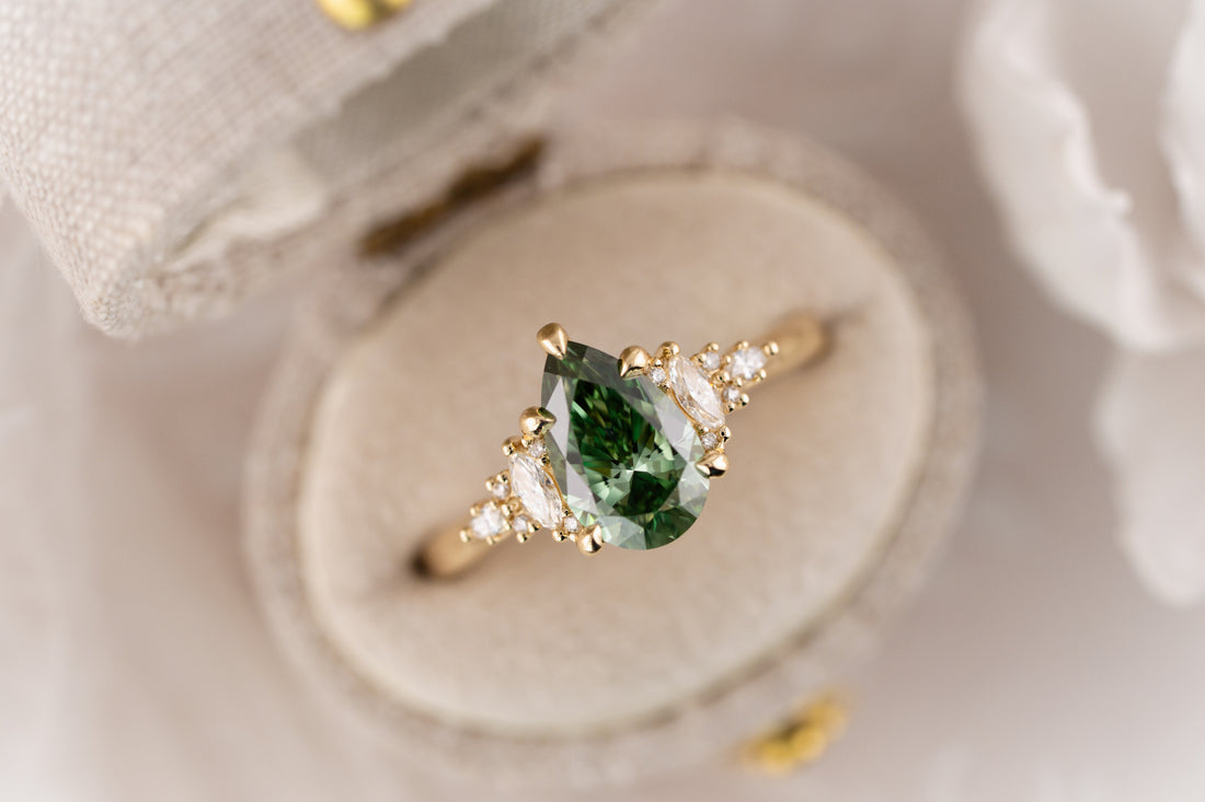 The Maeve Ring | 1.56 CT Pear Green Diamond