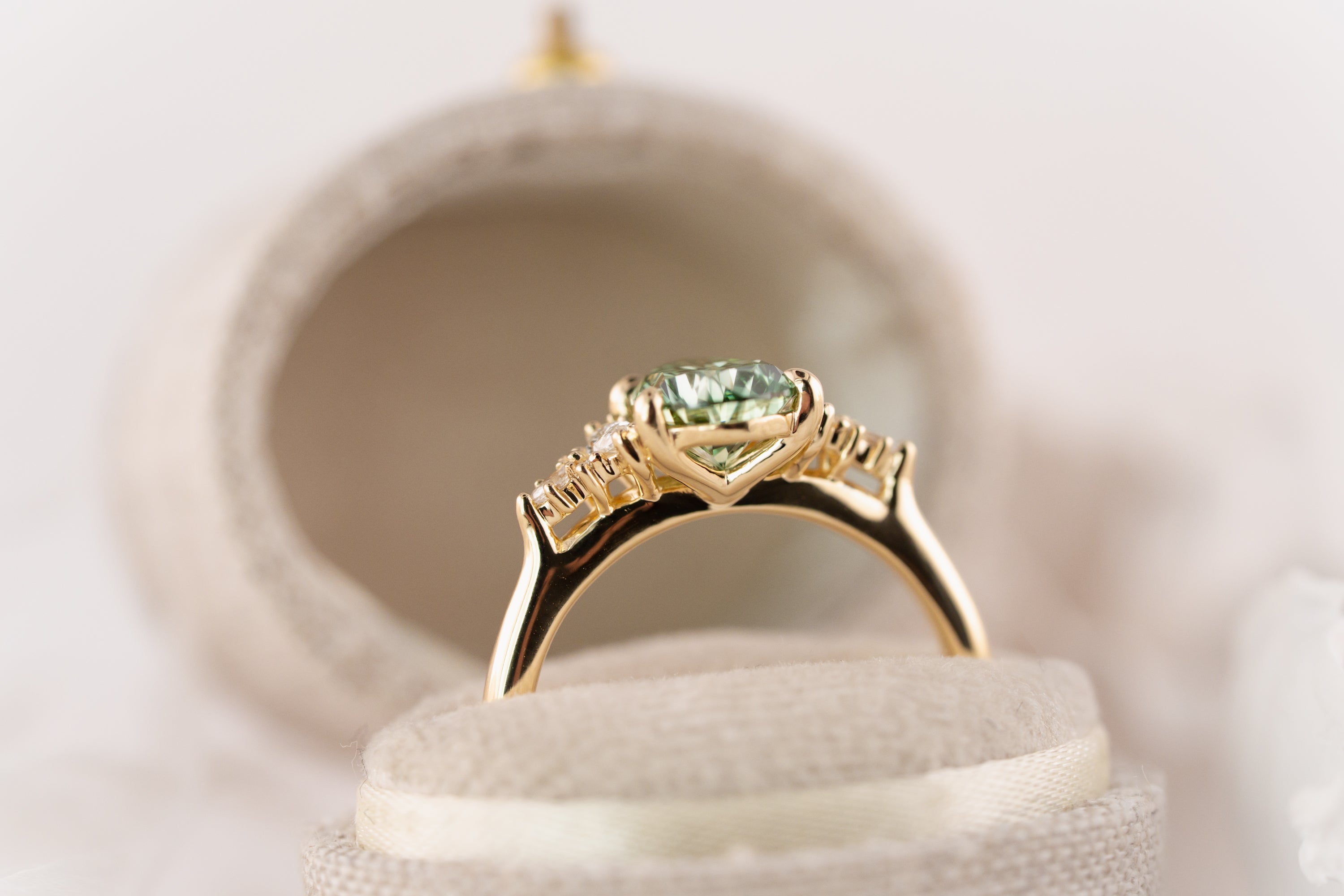 The Maeve Ring | 1.56 CT Pear Green Diamond