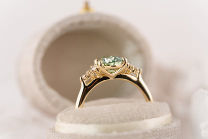 The Maeve Ring | 1.56 CT Pear Green Diamond