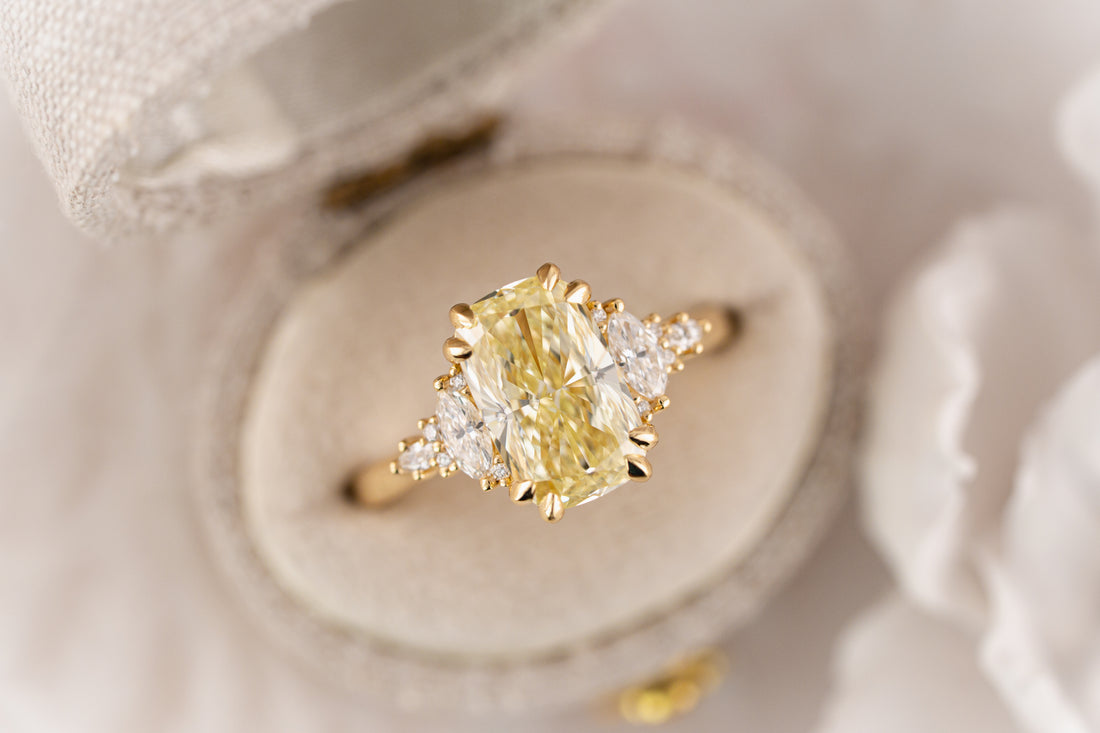 The Maeve Ring | 3 CT Elongated Cushion Yellow Diamond