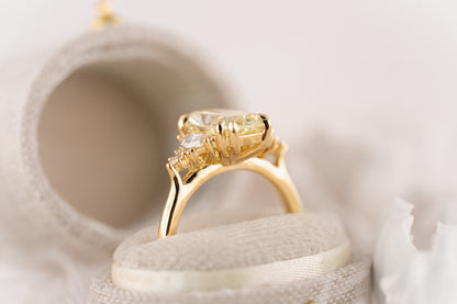 The Maeve Ring | 3 CT Elongated Cushion Yellow Diamond