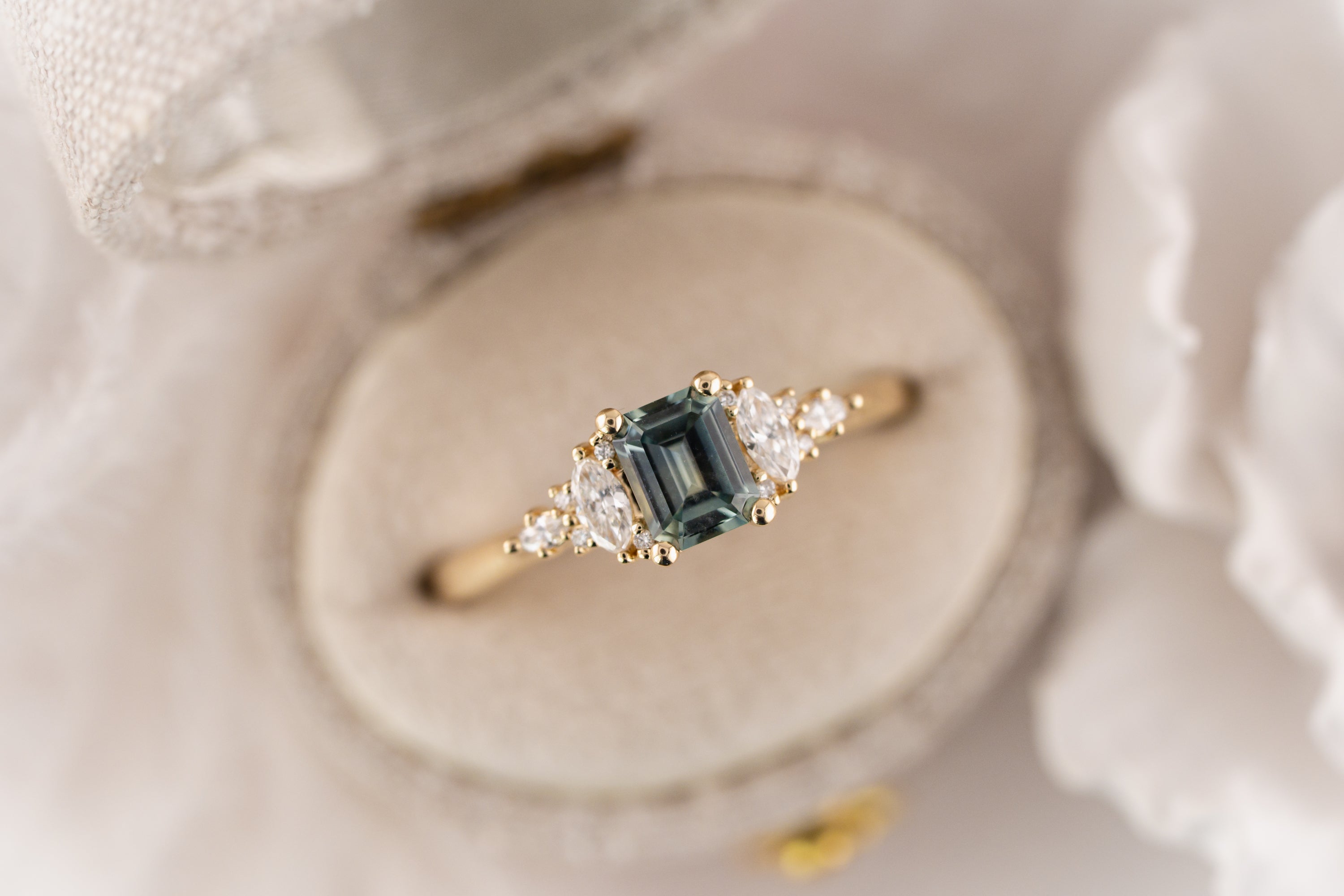 The Maeve Ring | 0.62 CT Emerald Cut Blue Montana Sapphire