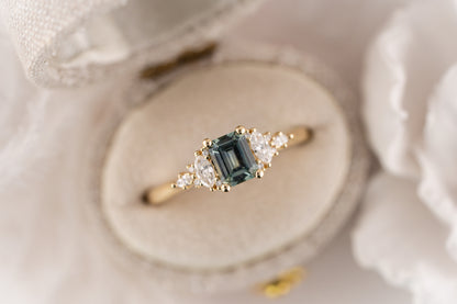 The Maeve Ring | 0.62 CT Emerald Cut Blue Montana Sapphire