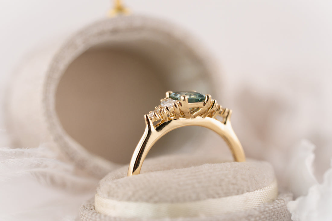 The Maeve Ring | 0.62 CT Emerald Cut Blue Montana Sapphire