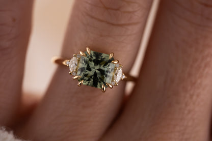 The Low Maren Ring | 2.72 CT Square Radiant Mint/Sage Green Tourmaline - Lavender Creek Gems 