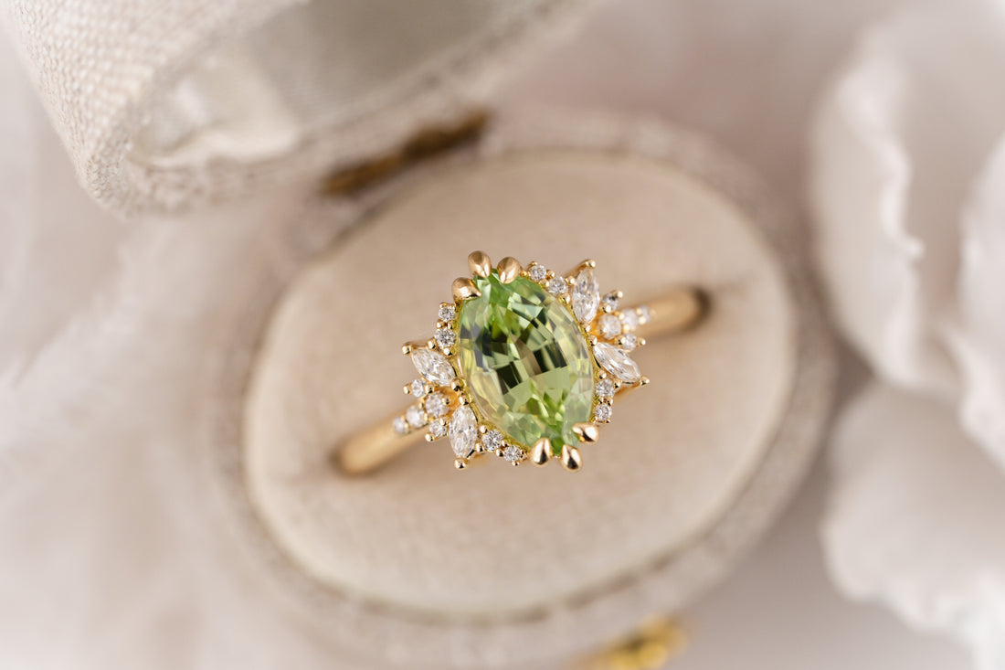 The Reverie Ring | 1.95 CT Marquise Green Tourmaline - Lavender Creek Gems 