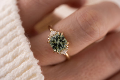 The Low Maren Ring | 2.72 CT Square Radiant Mint/Sage Green Tourmaline - Lavender Creek Gems 